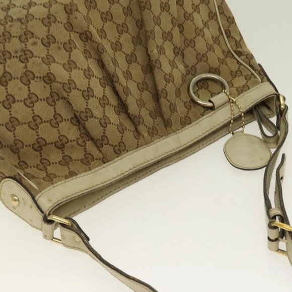 GUCCI GG Canvas Shoulder Bag Beige Gold - Picture 9 of 15